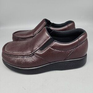 Mens 7.5 WW SAS Tripad Comfort Brown Slip On Leather Loafers EUC